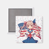 USA patriottische anime meisje Magneet (Voorkant / Achterkant)