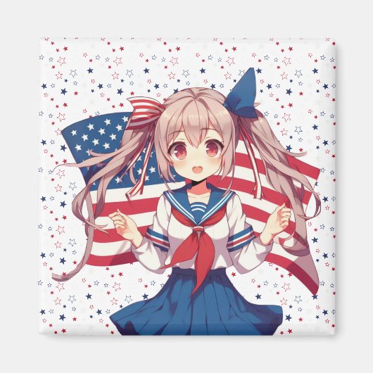 USA patriottische anime meisje Magneet (Voorkant)