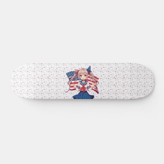 USA patriottische anime meisje Persoonlijk Skateboard (Horizontaal)