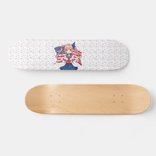 USA patriottische anime meisje Persoonlijk Skateboard (Horizontaal)