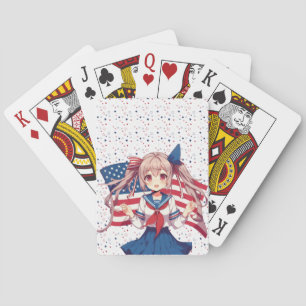 USA patriottische anime meisje Pokerkaarten