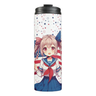 USA patriottische anime meisje Thermosbeker