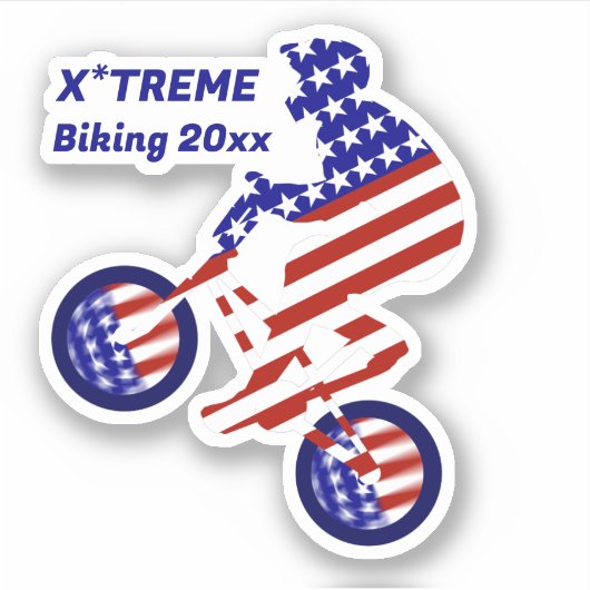 USA Patriottische Biking BMX Sticker (Voorkant)