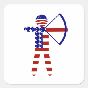 USA Patriottische BOOGSCHIETEN Vierkante Sticker