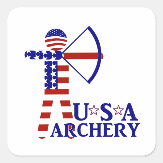 USA Patriottische BOOGSCHIETEN Vierkante Sticker (Voorkant)