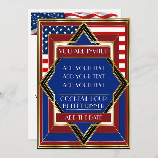 USA Patriottische Deco Uitnodiging (Voorkant / Achterkant)