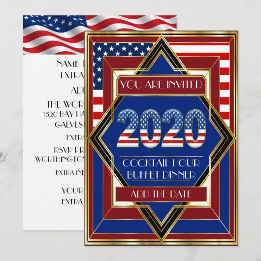 USA Patriottische Deco Uitnodiging (Voorkant / Achterkant)