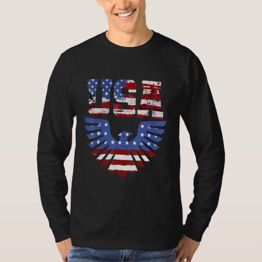 USA Patriottische Eagle 4 juli Amerikaanse vlag T-shirt (Voorkant)