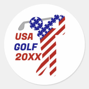 USA Patriottische HEREN GOLF Ronde Sticker