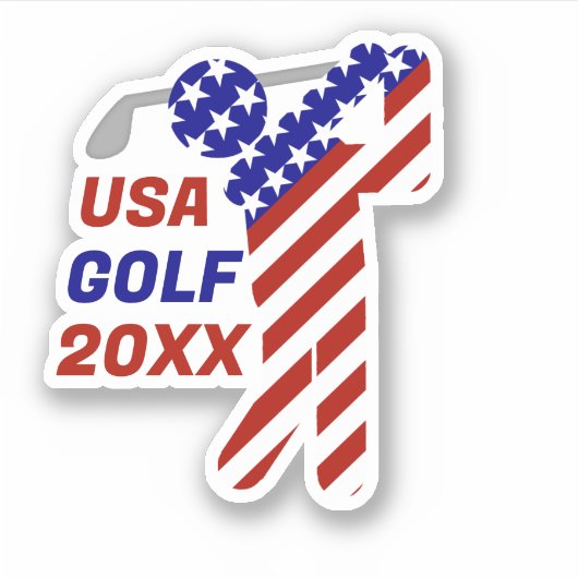 USA Patriottische HEREN GOLF Sticker (Voorkant)