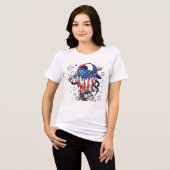USA Patriottische Honkbal Mascotte Drip Tri-Blend Shirt (Voorkant volledig)