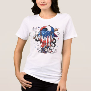 USA Patriottische Honkbal Mascotte Drip Tri-Blend Shirt