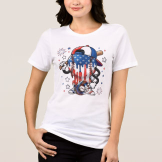 USA Patriottische Honkbal Mascotte Drip Tri-Blend Shirt