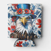 USA Patriottische Kale Adelaar Bloemen Blikjeskoeler (Voorkant)