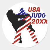 USA Patriottische Krijgskunsten JUDO Ronde Sticker (Voorkant)