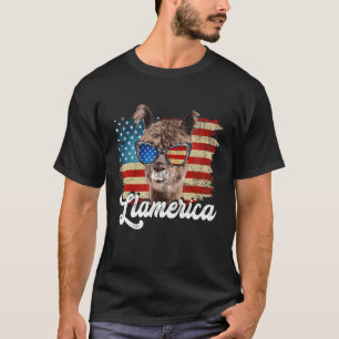 USA Patriottische Lama Leuk Dier Amerika Vlag T-shirt