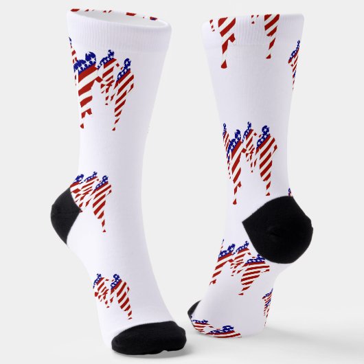 USA Patriottische MARATHON / ESTAFETTELOOP Sokken (Gebogen)