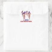USA Patriottische MARATHON / ESTAFETTELOOP Vierkante Sticker (Tas)