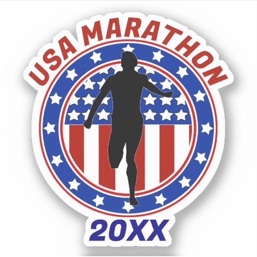 USA Patriottische MARATHON / RELAY RUN Sticker (Voorkant)