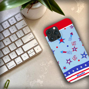 USA Patriottische Rode Blauwe Sterren Raketten Ins Case-Mate iPhone Case