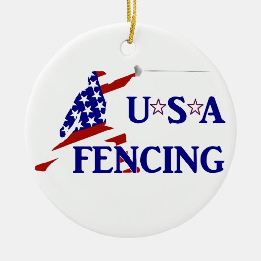 USA Patriottische Schermen En Garde Sport Keramisch Ornament (Voorkant)
