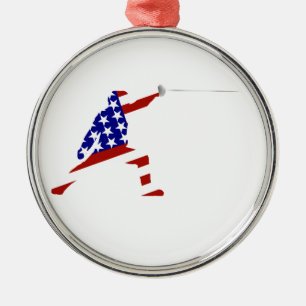 USA Patriottische Schermen En Garde Sport Metalen Ornament