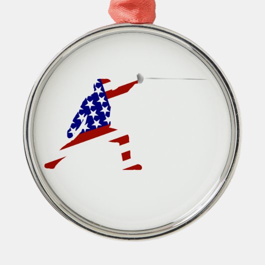USA Patriottische Schermen En Garde Sport Metalen Ornament (Voorkant)