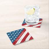 USA Patriottische Sterren Strepen Vlag Naam Rustie Kartonnen Onderzetters (Insitu)