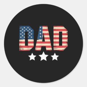 Usa Patriottische Vader Vaderdag Amerikaanse Vlag Ronde Sticker