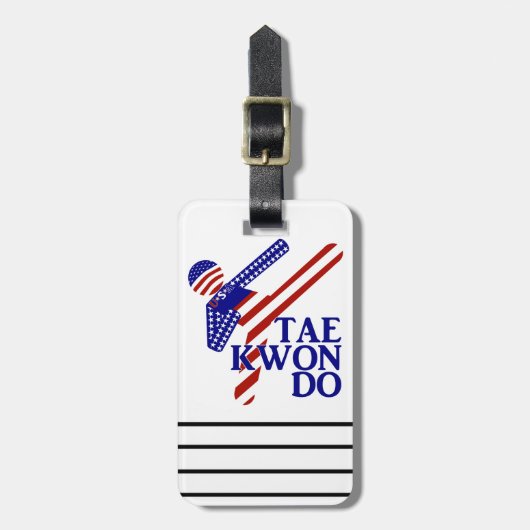 USA Patriottische vechtsporten TAEKWONDO Bagagelabel (Voorkant verticaal)