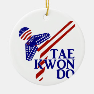 USA Patriottische vechtsporten TAEKWONDO Keramisch Ornament
