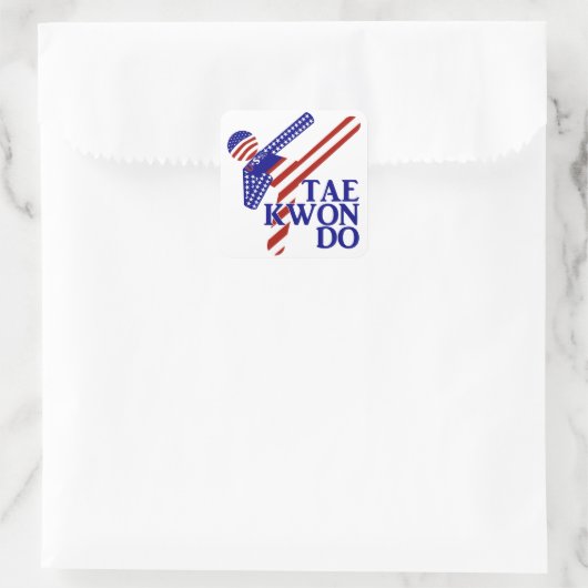 USA Patriottische vechtsporten TAEKWONDO Vierkante Sticker (Tas)