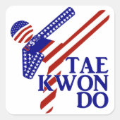 USA Patriottische vechtsporten TAEKWONDO Vierkante Sticker (Voorkant)