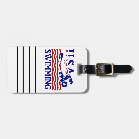 USA Patriottische Zwemsport Bagagelabel (Voorkant horizontaal)