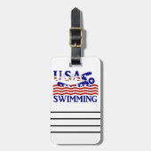 USA Patriottische Zwemsport Bagagelabel (Voorkant verticaal)