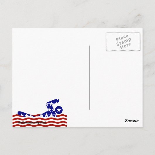 USA Patriottische Zwemsport Briefkaart (Achterkant)