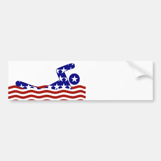 USA Patriottische Zwemsport Bumpersticker (Voorkant)