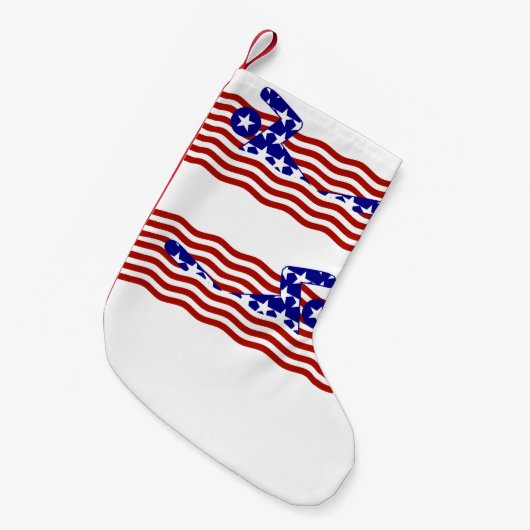 USA Patriottische Zwemsport Kleine Kerstsok (Voorkant (Hangend))