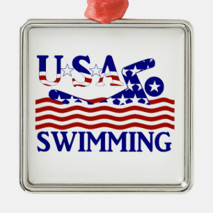 USA Patriottische Zwemsport Metalen Ornament