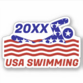 USA Patriottische Zwemsport Sticker (Voorkant)