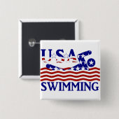USA Patriottische Zwemsport Vierkante Button 5,1 Cm (Voorkant /achterkant)