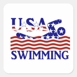 USA Patriottische Zwemsport Vierkante Sticker