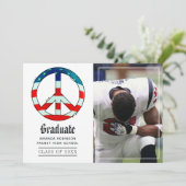 USA Peace Sign Afstuderen Foto Aankondiging (Staand voorkant)