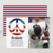 USA Peace Sign Afstuderen Foto Aankondiging (Voorkant / Achterkant)