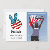 USA Peace Sign Afstuderen Foto Aankondiging (Voorkant)