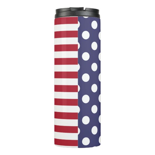 USA Polka Dots and Stripes: Monogram Thermosbeker (Achterkant)