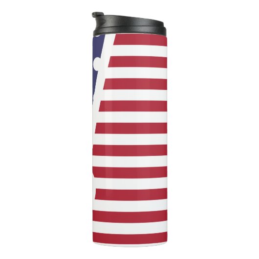 USA Polka Dots and Stripes: Monogram Thermosbeker (Geroteerd rechts)