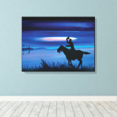 USA Pony Express 🐎 Cowboy Rider Painting Canvas Afdruk (Insitu (Houten vloer))