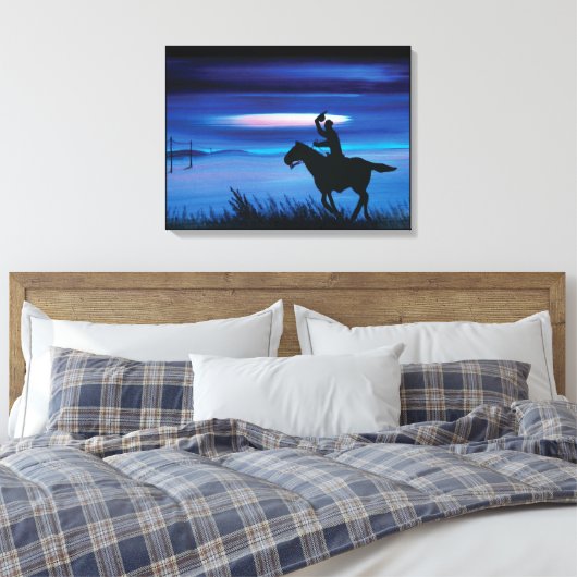 USA Pony Express 🐎 Cowboy Rider Painting Canvas Afdruk (Insitu (Slaapkamer))