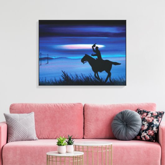 USA Pony Express 🐎 Cowboy Rider Painting Canvas Afdruk (Insitu (Woonkamer))
